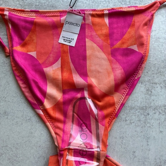 Peixoto Tonie Grapefruit Grove Pink and Orange Tie Bikini Bottom XS - Picture 12 of 14